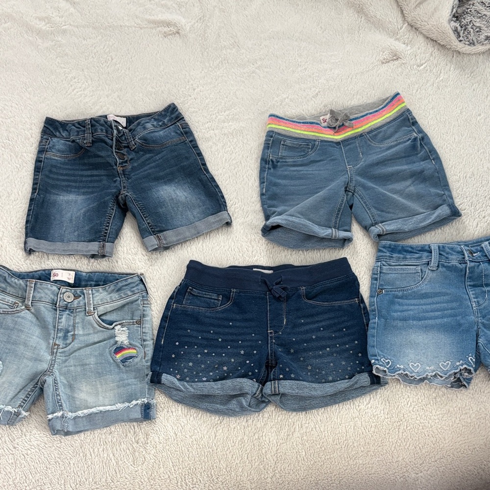 SO Kids Denim Shorts Collection with Rainbow and Heart Accents